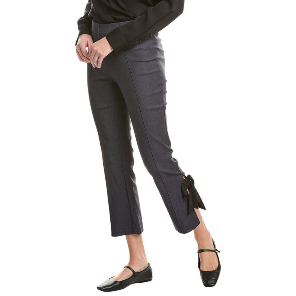 Laundry By Shelli Segal Womens  Side Slit Bow Trim Crop Bootcut Pant, Blue